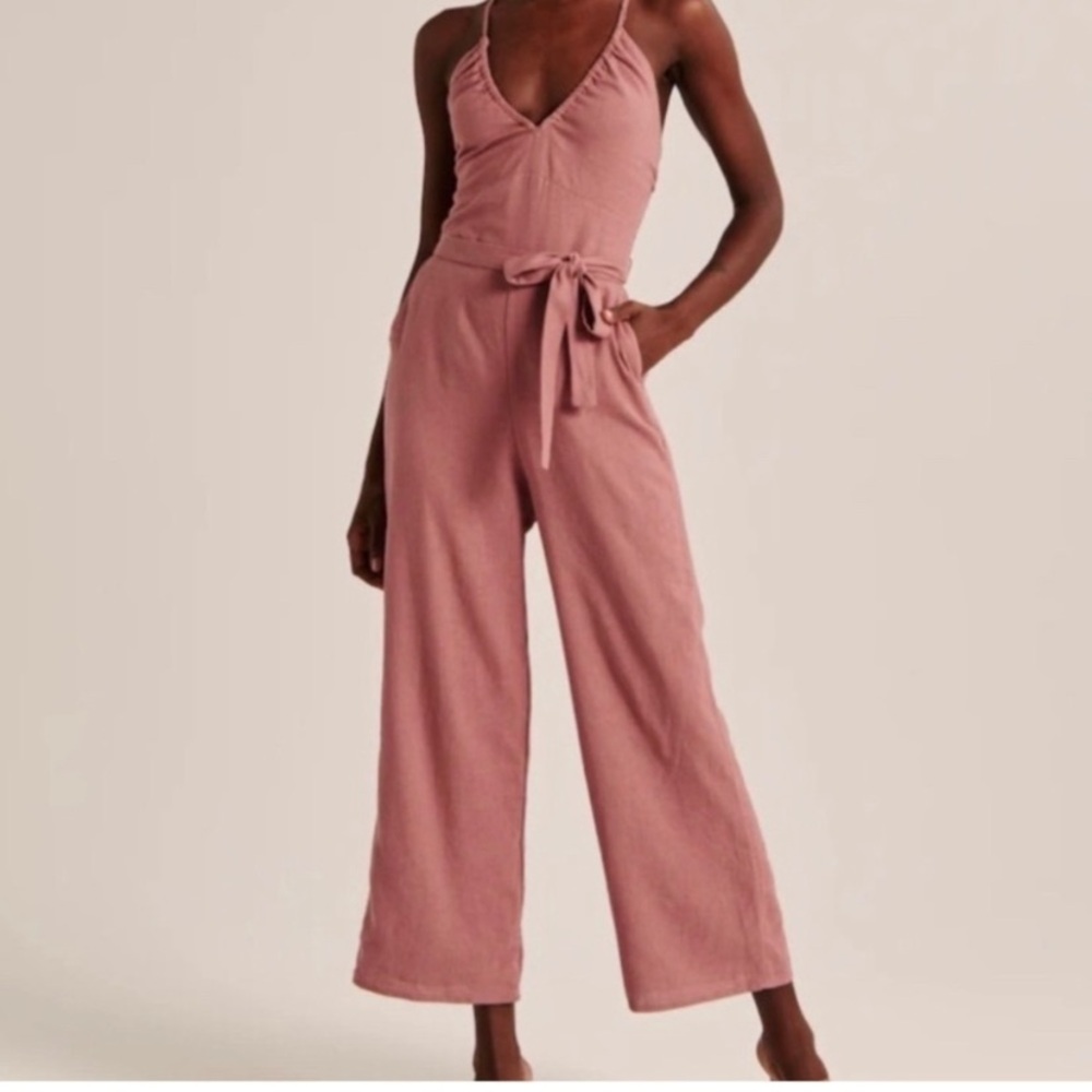 ABERCROMBIE & Fitch Jumpsuit Neutral Wide Leg Size Large Coastal Vanilla Girl